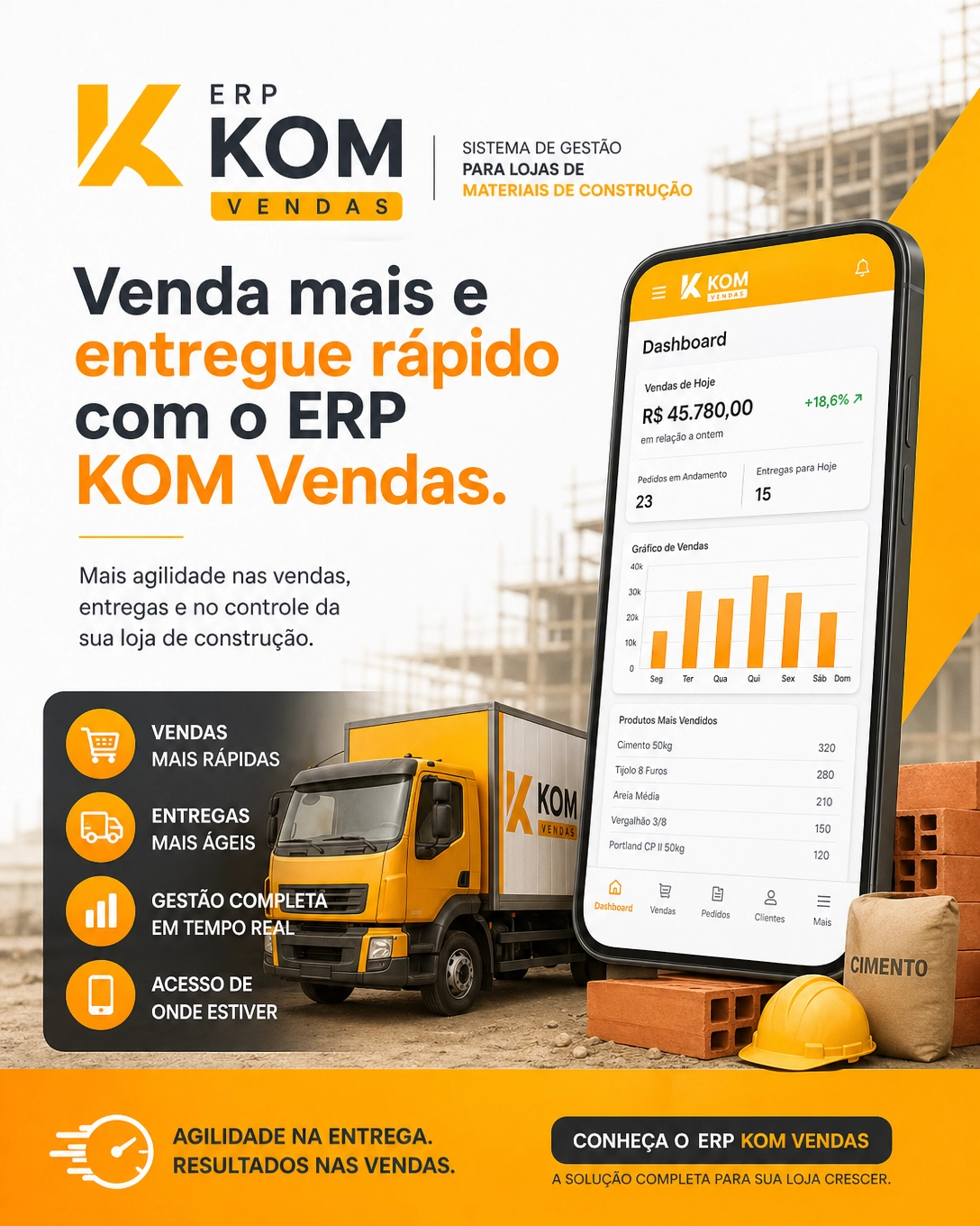 ERP KOM Vendas para loja de materiais de construcao